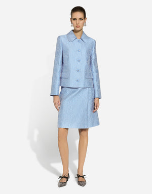 FLORAL JACQUARD MATELASSÉ MIDI SKIRT WITH DG LOGO