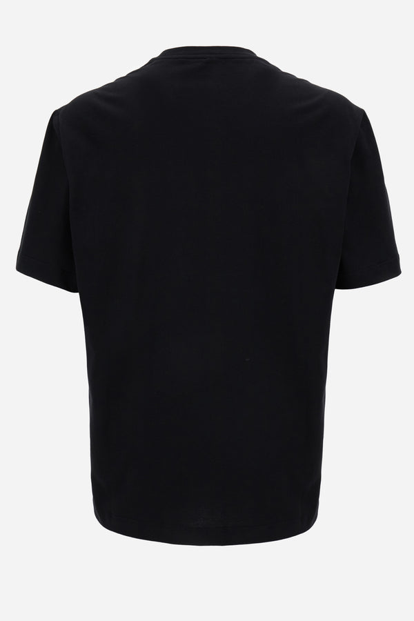 T-Shirt In Cotton Jersey Fabric + Medusa Crest Prin