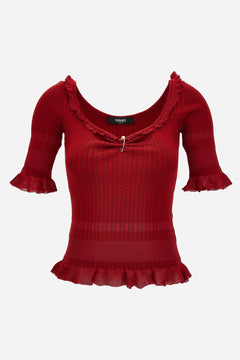 Knit Sweater In Micro Cable Wool Blend