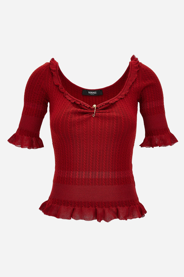 Knit Sweater In Micro Cable Wool Blend