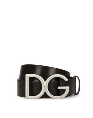 TUMBLED LEATHER BELT WITH DG LOGO