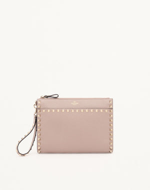 POUCH ROCKSTUD IN VITELLO GRANATO