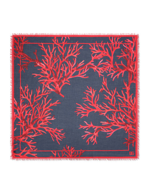 CORAL-PRINT MODAL AND CASHMERE SCARF