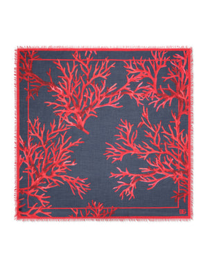 CORAL-PRINT MODAL AND CASHMERE SCARF