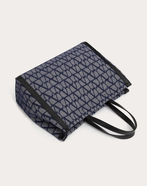 Borsa Shopping Media Toile Iconographe In Tessuto Jacquard Effetto Denim 