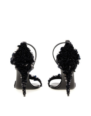 CALFSKIN SANDALS WITH SEQUIN EMBELLISHMENT