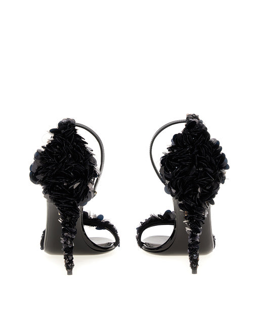 CALFSKIN SANDALS WITH SEQUIN EMBELLISHMENT