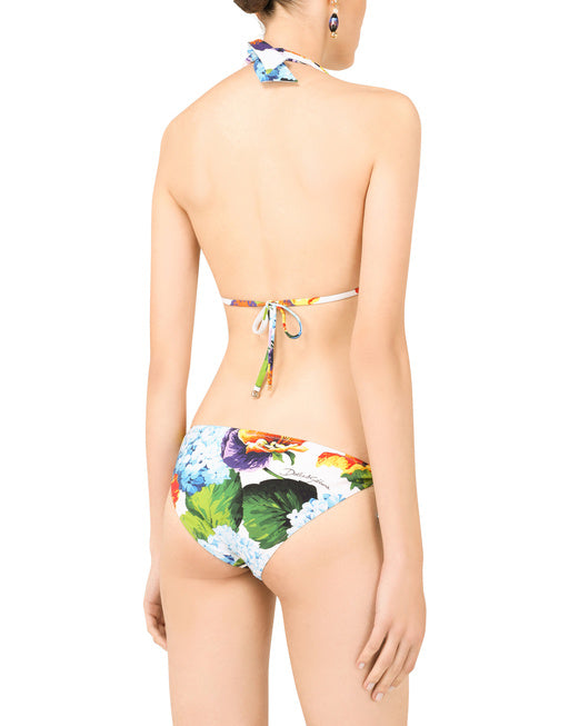 HYDRANGEA-PRINT PADDED TRIANGLE BIKINI