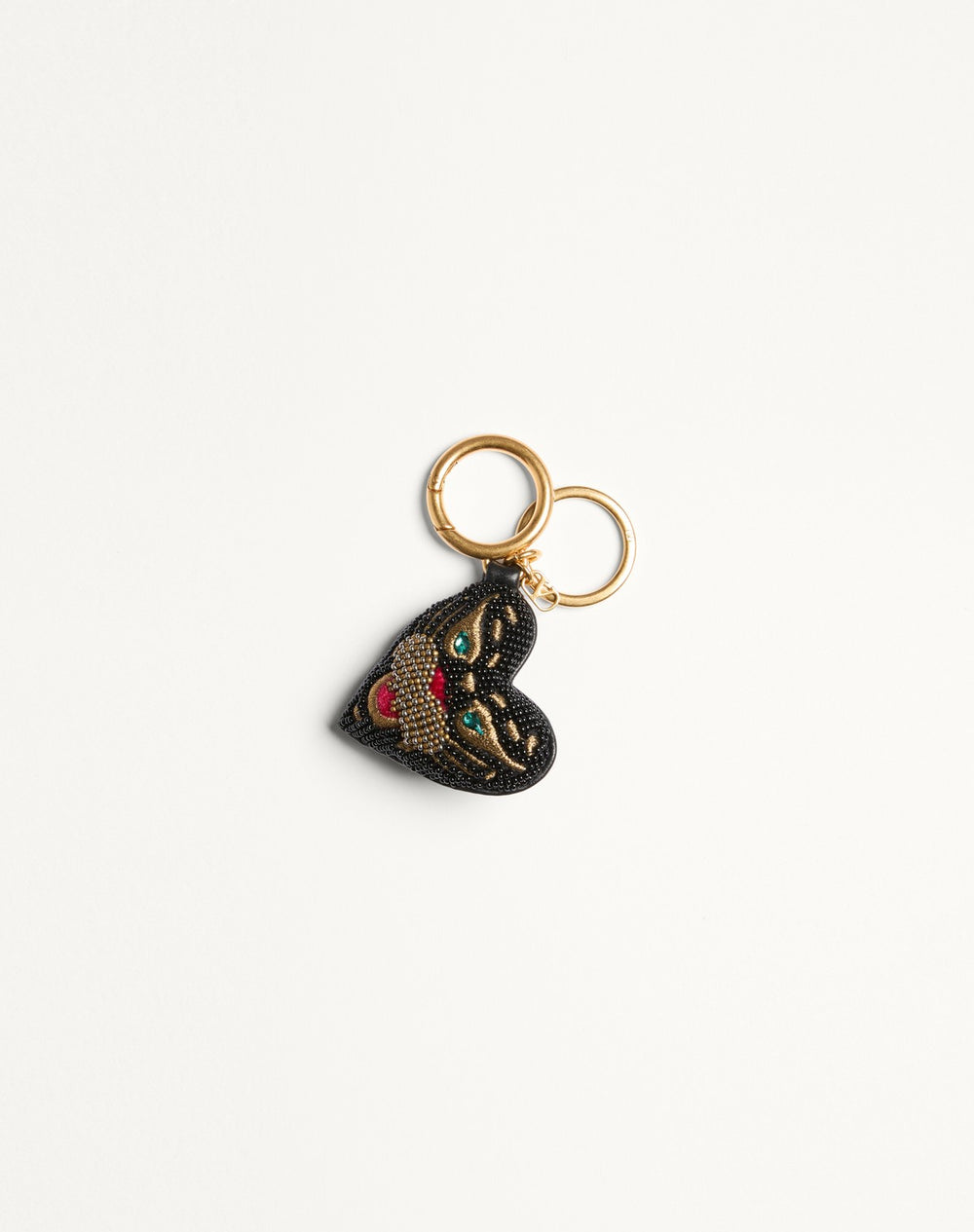 Charm Per Borse Con Portachiavi Vg Coeur De Chat In Nappa, Perline E Cristalli