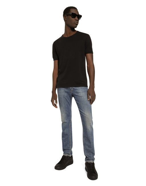 SLIM-FIT STRETCH BLUE DENIM JEANS