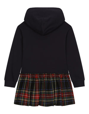 TARTAN JERSEY AND WOOL-BLEND DRESS