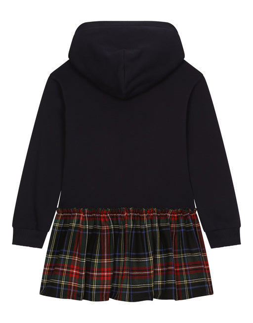TARTAN JERSEY AND WOOL-BLEND DRESS