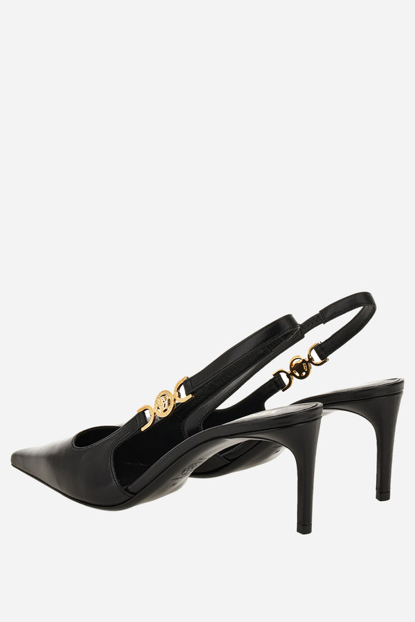 Medusa 95 Sling Back H.70 In Shiny Calf Leather-Metal Hardware