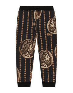 COTTON JOGGING PANTS WITH ALL-OVER COIN PRINT
