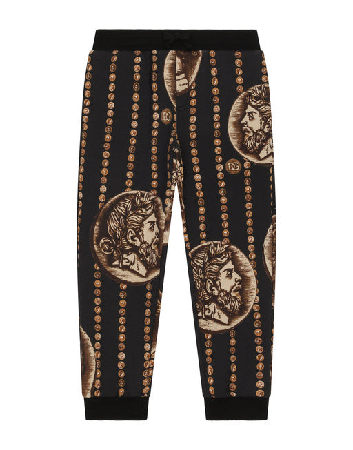 COTTON JOGGING PANTS WITH ALL-OVER COIN PRINT