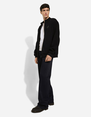 ZIP-UP SWEATSHIRT WITH HIGH NECK AND TAG
