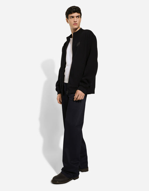 ZIP-UP SWEATSHIRT WITH HIGH NECK AND TAG