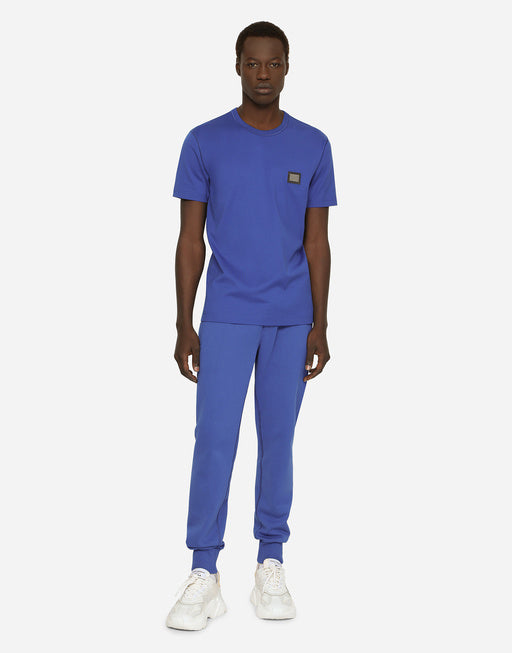 JERSEY JOGGING PANTS WITH LOGO PLAQUE