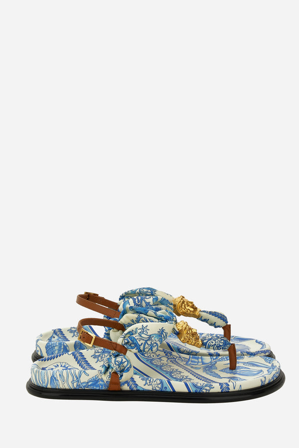 La Medusa Sandal T.10 In Fabric+Calf Leather