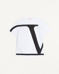 T-Shirt In Cotone Con V Logo Signature