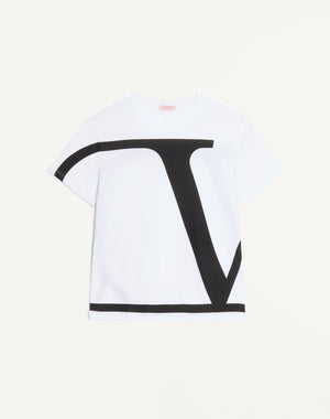 T-Shirt In Cotone Con V Logo Signature