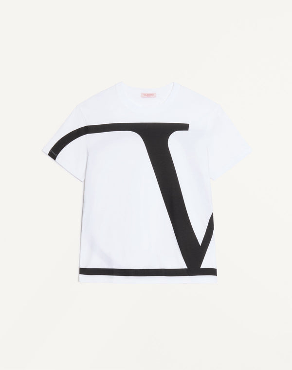 T-Shirt In Cotone Con V Logo Signature