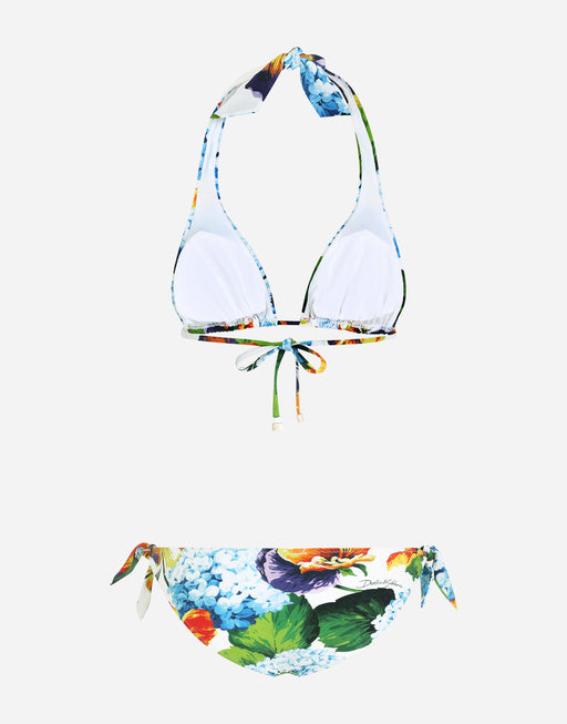 HYDRANGEA-PRINT PADDED TRIANGLE BIKINI