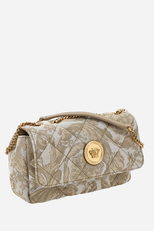 Icon Sm Shoulder Bag In Jacquard Fabric-Calf Leather