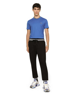 COTTON V-NECK T-SHIRT WITH BRANDED PLATE