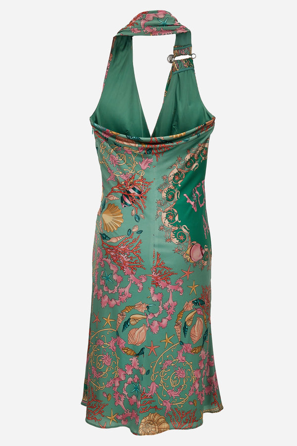Dress In Underwater Barocco Foulard On Responsible Viscose Liquid Jersey