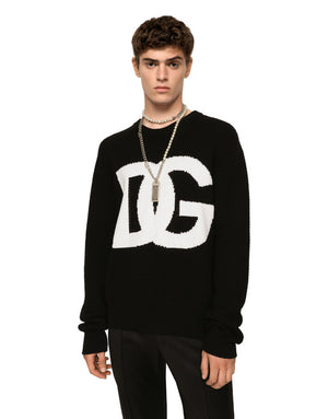 ROUND-NECK WOOL SWEATER WITH DG LOGO INLAY
