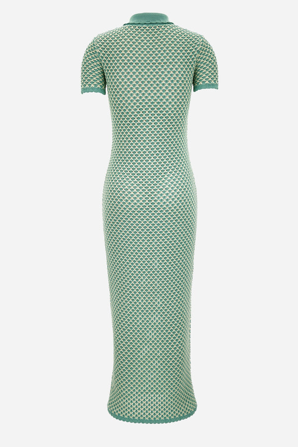 Knit Dress In Crochet Compact Cotton