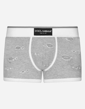 COTTON FLEECE BOXERS WITH PATCH