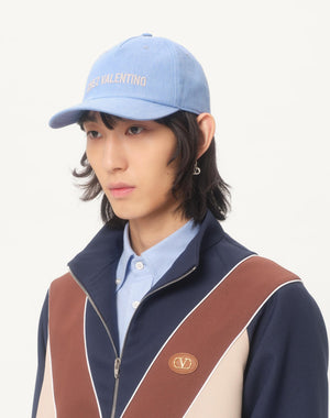 Baseball Cap Chez Valentino In Denim Con Ricamo