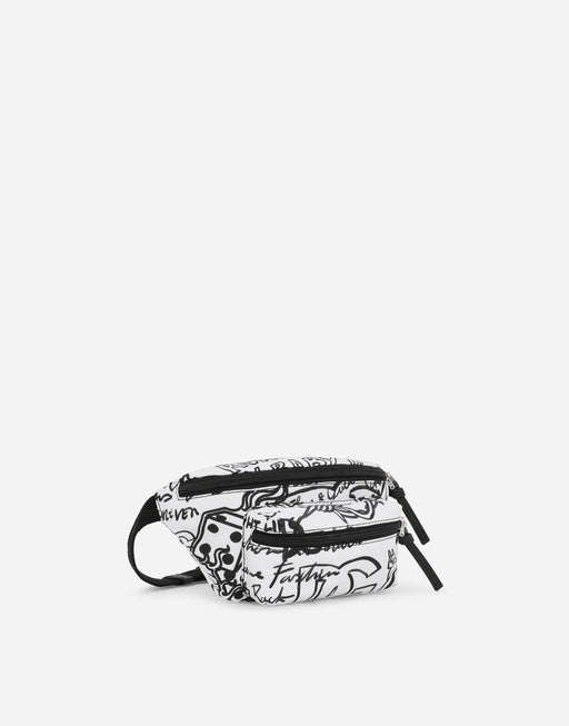 NYLON BELT BAG WITH GRAFFITI PRINT