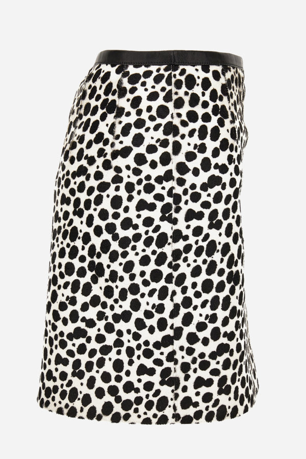 Skirt Leather In Dalmatian Effect Calf Leather