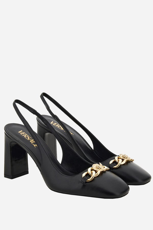 Icon Chain Sling Back  In Calf Leather
