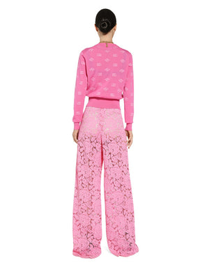 JACQUARD WOOL AND SILK SWEATER WITH TONE-ON-TONE DG LOGO
