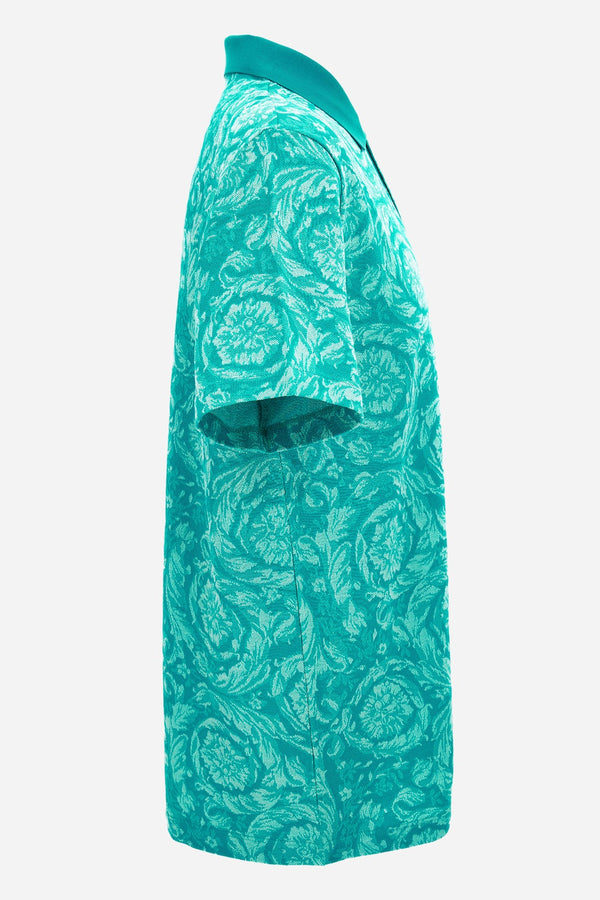 Polo In Barocco Jacquard Piquet Fabric