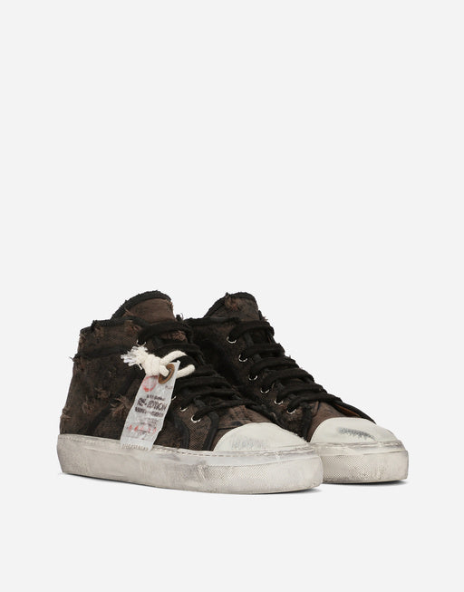 PATCHWORK DENIM VINTAGE MID-TOP SNEAKERS