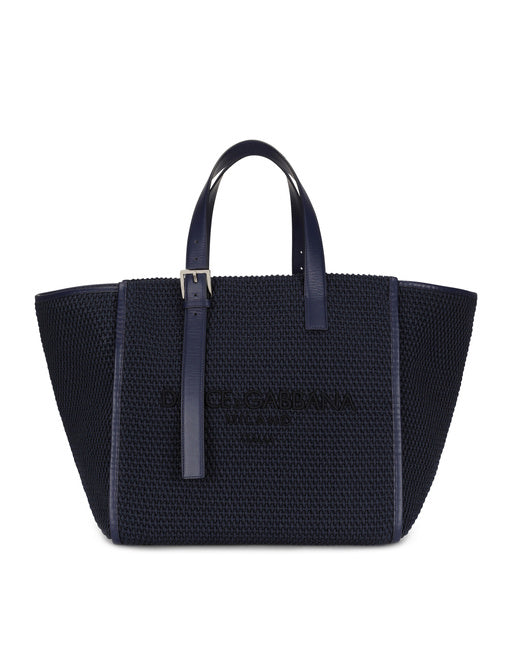 WOVEN COTTON ROPE SHOPPER WITH LOGO EMBROIDERY