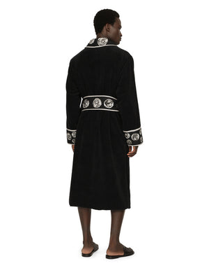 COTTON BATHROBE WITH COIN PRINT DETAILS