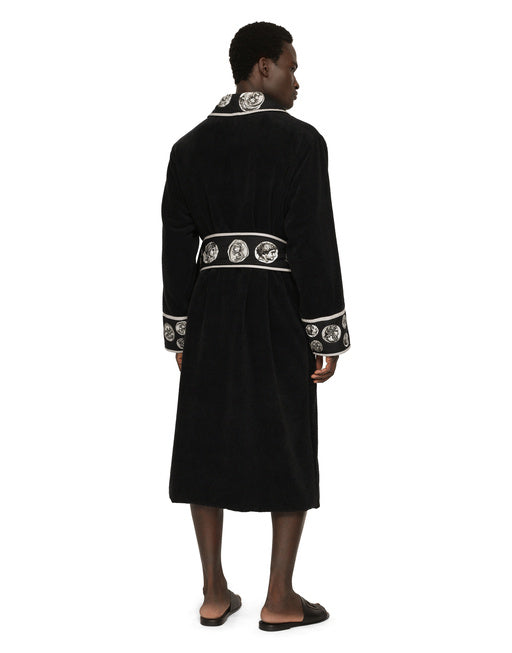 COTTON BATHROBE WITH COIN PRINT DETAILS