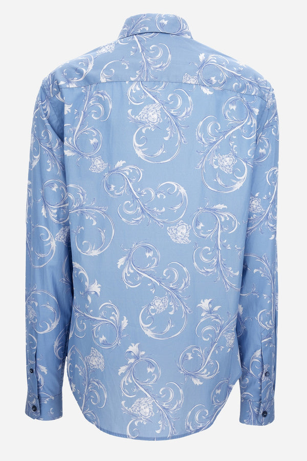 Informal Shirt In Poplin Fabric Medusa Leafy Print