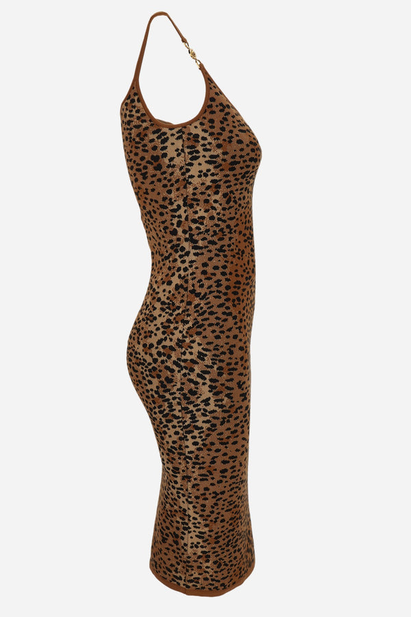 Knit Dress In Leopard Jacquard Viscose