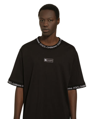 SHORT-SLEEVED COTTON T-SHIRT WITH ALL-OVER LOGO