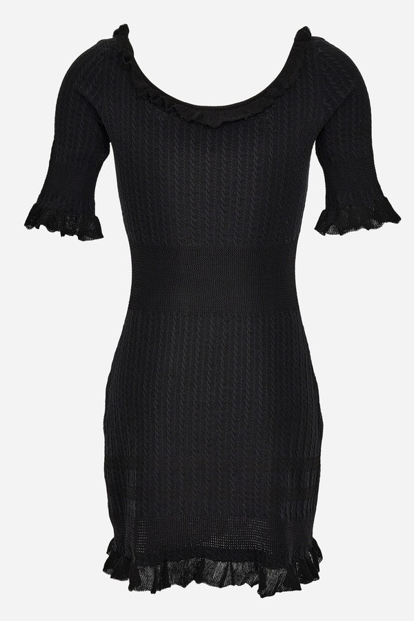 Knit Dress In Micro Cable Wool Blend
