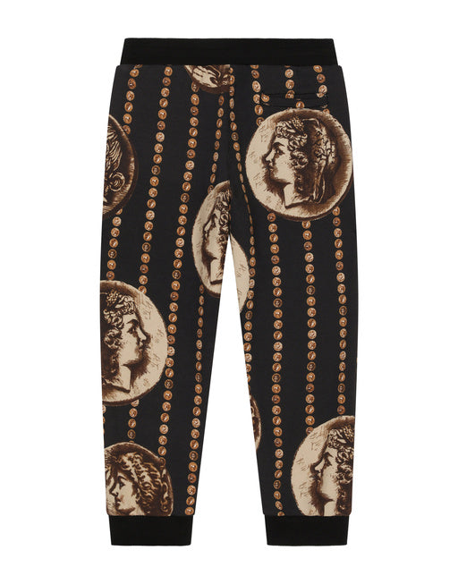 COTTON JOGGING PANTS WITH ALL-OVER COIN PRINT
