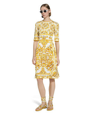 MIDI DRESS IN MAIOLICA PRINT CHARMEUSE