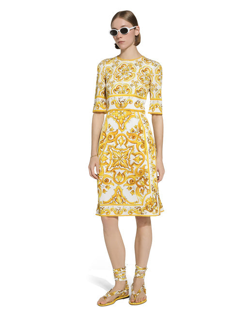 MIDI DRESS IN MAIOLICA PRINT CHARMEUSE
